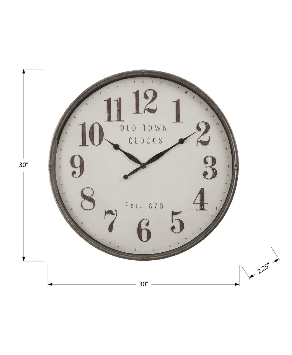 English Elm Clocks, 30-Inch Oversized Round Wall Clock In Brown - Vintage Design For Home & Office Decor B2710P287067