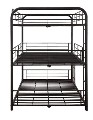 English Elm Cairo Sandy Black Triple Full Bunk Bed - Space-Saving Metal 3-Person Design, Guardrails & Ladders B2726S00267