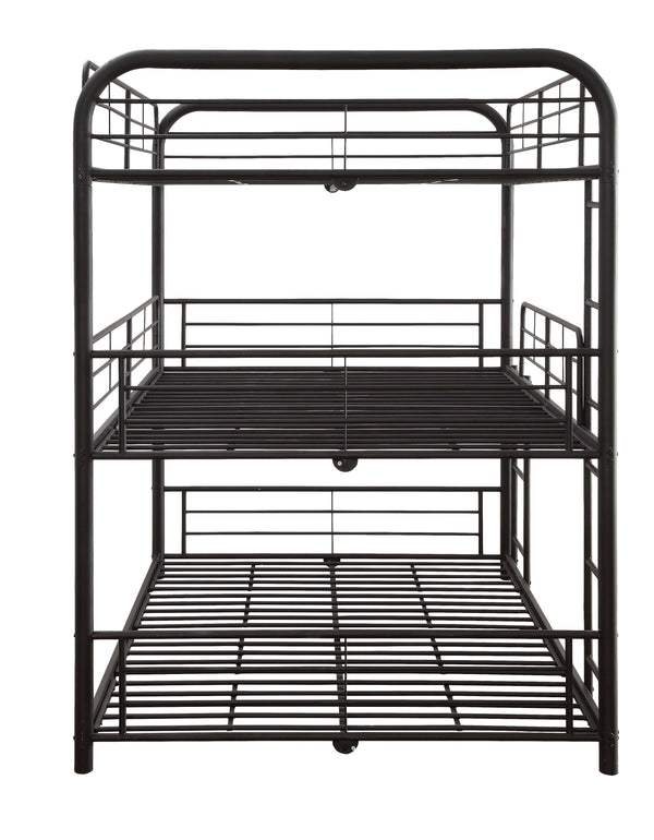 English Elm Cairo Sandy Black Triple Full Bunk Bed - Space-Saving Metal 3-Person Design, Guardrails & Ladders B2726S00267