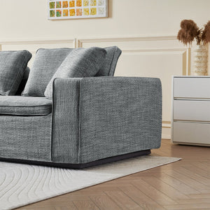 English Elm Cloud Couch Modular 4 Seater Sofa with Washable Linen and Pocket Spring Cushions Dark Gray W1765S00142