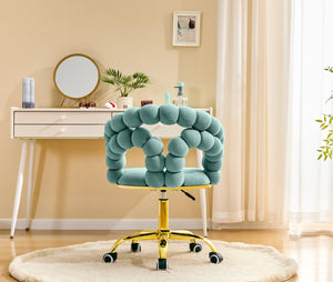 English Elm Modern Velvet Bubble Back Swivel Chair Glam Upholstered Seat for Vanity or Desk Gold,Teal W3875P442947