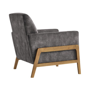 English Elm Matson Tufted Back Accent Chair with Plush Foam, Coil Spring Support, Textured Polyester Upholstery Dark Gray B050P390603