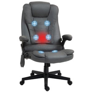 English Elm HOMCOM High-Back Executive Massage Chair with 6-Point Vibration, Lumbar Heat, Recline & Remote Dark Gray W2225P250026
