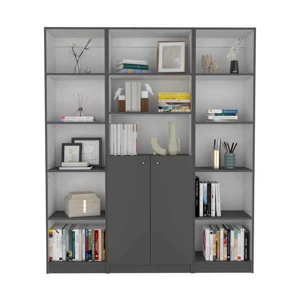 English Elm June 3 Piece Home Bookcase Set with 13 Shelves & Two-Door Cabinet, Modern Durable Storage Solution Multicolor 41 L x 28 W x 5 H B070S00289