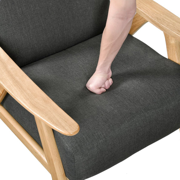 English Elm Modern Velvet Accent Chair with Dark Walnut Angular Frame, Streamlined Mid-Century Comfort Design Dark Gray,Natural 35.5 L x 25.5 W x 20 H B011P271956