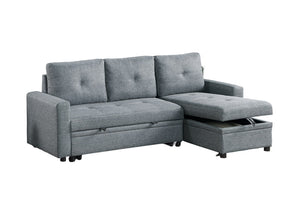 English Elm Black Polyfiber Convertible Sectional Sofa with Pull-Out Bed, Reversible Storage Chaise, 2-Pc Modern Living Room Seating B011S01020