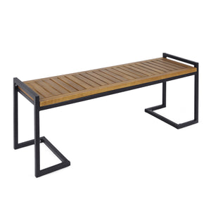 English Elm Christopher Knight Home® - HOPKINS Industrial Wood and Metal Bench with Acacia Wood Seat & Iron Frame, Handcrafted Accent Seating Teak 62621.00WTCBLK