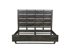 HomeRoots Dark Brown Slat Back Solid Wood King Bed Frame - Rustic Charm, Sturdy Design for Timeless Comfort 660001