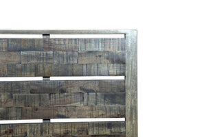 HomeRoots Dark Brown Slat Back Solid Wood King Bed Frame - Rustic Charm, Sturdy Design for Timeless Comfort 660001