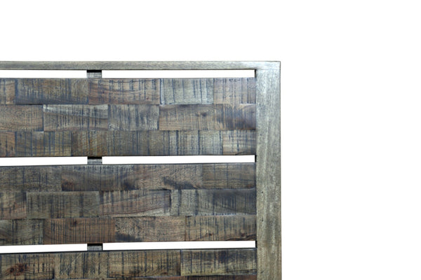 HomeRoots Dark Brown Slat Back Solid Wood King Bed Frame - Rustic Charm, Sturdy Design for Timeless Comfort 660001