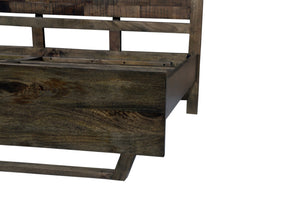 HomeRoots Dark Brown Slat Back Solid Wood King Bed Frame - Rustic Charm, Sturdy Design for Timeless Comfort 660001