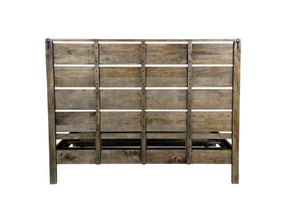 HomeRoots Dark Brown Slat Back Solid Wood King Bed Frame - Rustic Charm, Sturdy Design for Timeless Comfort 660001