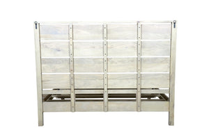 HomeRoots Gray Solid Wood King Bed Frame with Textured Slat Back Headboard - Rustic Charm Meets Durability! 660002
