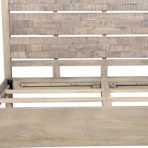HomeRoots Gray Solid Wood King Bed Frame with Textured Slat Back Headboard - Rustic Charm Meets Durability! 660002