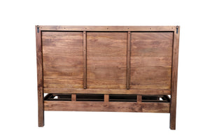 HomeRoots Brown Solid Wood King Bed Frame with Abstract Carved Headboard – Artisan Design for Stylish Sleep 660003