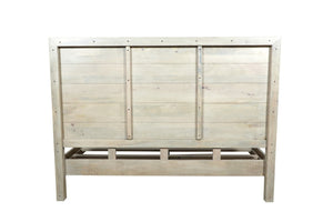 HomeRoots Gray Carved Abstract King Bed Frame – Artisan Solid Mango Wood with Modern Design & Unique Style 660004