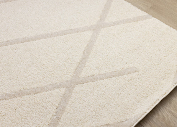 HomeRoots 5' Cream Area Rug - Soft, Stain-Resistant Polyester for Modern Comfort in Living Spaces and Play Areas 5' X 8' 660005