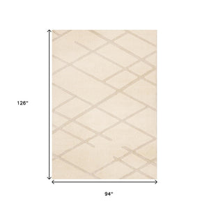 HomeRoots 5' Cream Area Rug - Soft, Stain-Resistant Polyester for Modern Comfort in Living Spaces and Play Areas 8' X 11' 660006