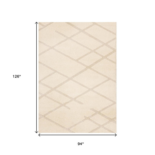HomeRoots 5' Cream Area Rug - Soft, Stain-Resistant Polyester for Modern Comfort in Living Spaces and Play Areas 8' X 11' 660006