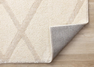 HomeRoots 5' Cream Area Rug - Soft, Stain-Resistant Polyester for Modern Comfort in Living Spaces and Play Areas 8' X 11' 660006