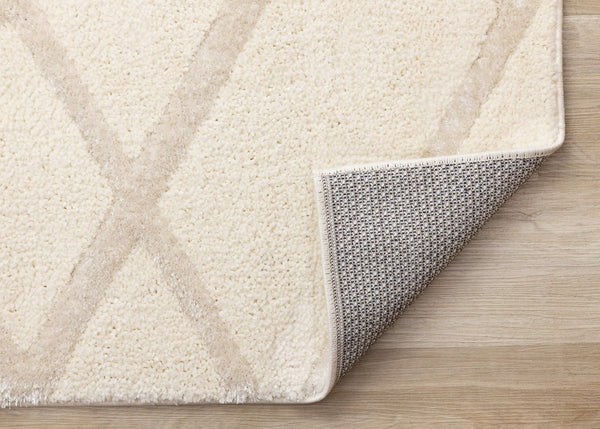 HomeRoots 5' Cream Area Rug - Soft, Stain-Resistant Polyester for Modern Comfort in Living Spaces and Play Areas 8' X 11' 660006