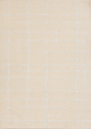 HomeRoots 5' Cream and White Striped Area Rug - Soft, Stylish, and Stain-Resistant for Modern Homes and Families 5' X 8' 660007