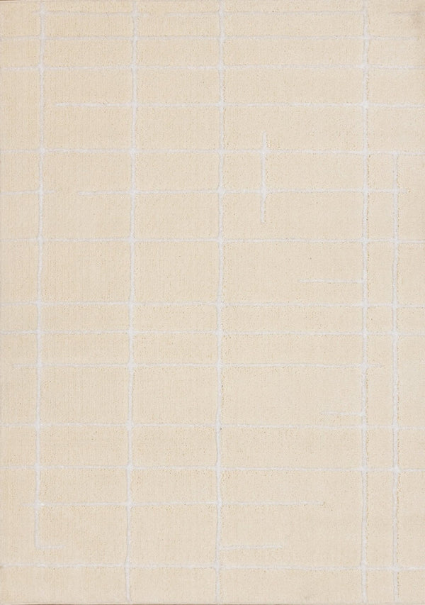 HomeRoots 5' Cream and White Striped Area Rug - Soft, Stylish, and Stain-Resistant for Modern Homes and Families 5' X 8' 660007