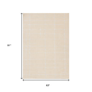 HomeRoots 5' Cream and White Striped Area Rug - Soft, Stylish, and Stain-Resistant for Modern Homes and Families 5' X 8' 660007