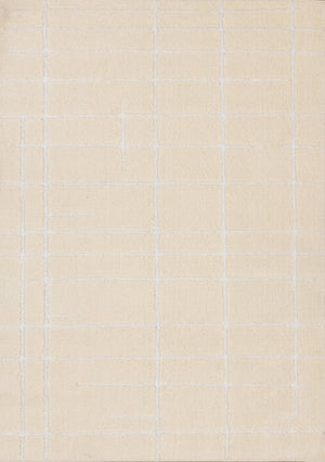 HomeRoots 5' Cream and White Striped Area Rug - Soft, Stylish, and Stain-Resistant for Modern Homes and Families 5' X 8' 660007