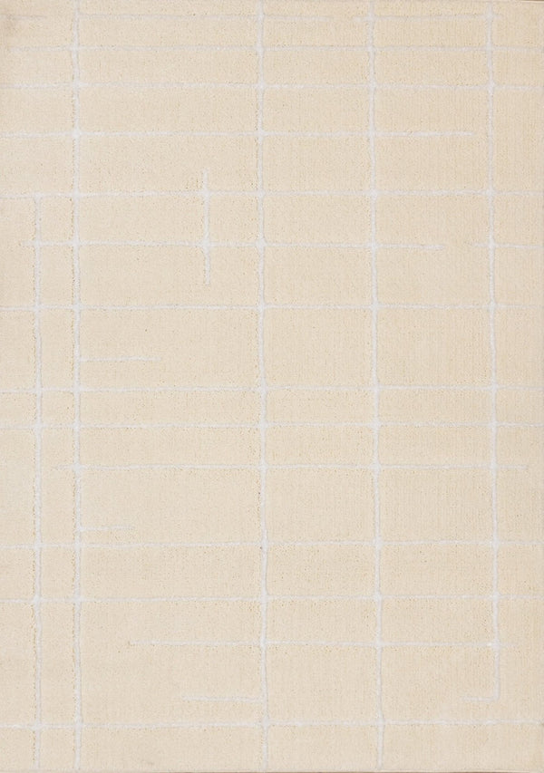 HomeRoots 5' Cream and White Striped Area Rug - Soft, Stylish, and Stain-Resistant for Modern Homes and Families 5' X 8' 660007