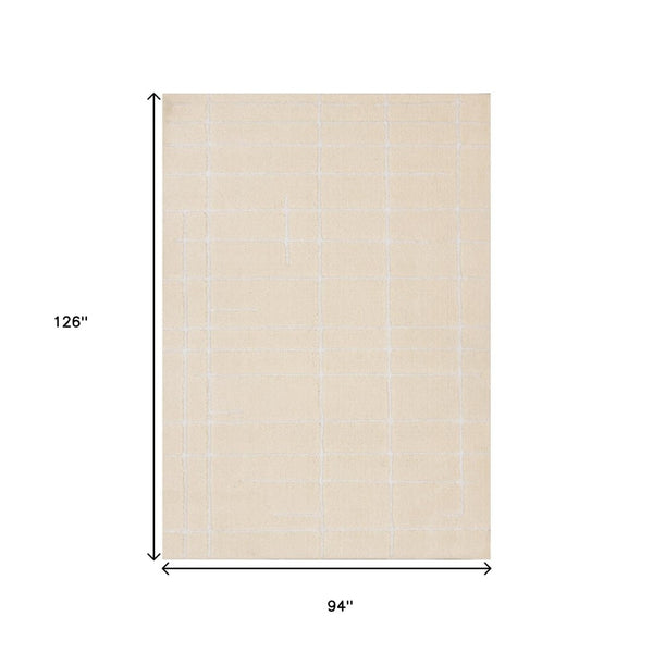 HomeRoots 5' Cream and White Striped Area Rug - Soft, Stylish, and Stain-Resistant for Modern Homes and Families 8' X 11' 660008