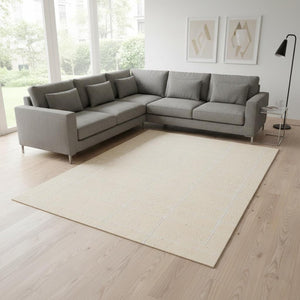 HomeRoots 5' Cream and White Striped Area Rug - Soft, Stylish, and Stain-Resistant for Modern Homes and Families 8' X 11' 660008