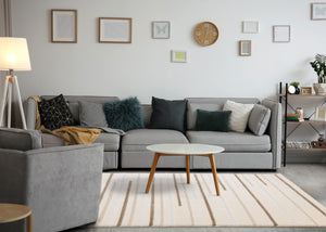 HomeRoots 5' Cream and Brown Striped Area Rug - Cozy, Stylish, and Durable for Modern Homes with Kids & Pets 5' X 8' 660009