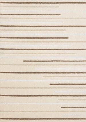 HomeRoots 5' Cream and Brown Striped Area Rug - Cozy, Stylish, and Durable for Modern Homes with Kids & Pets 7' X 10' 660010