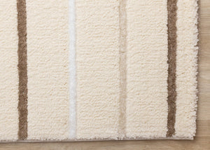 HomeRoots 5' Cream and Brown Striped Area Rug - Cozy, Stylish, and Durable for Modern Homes with Kids & Pets 7' X 10' 660010
