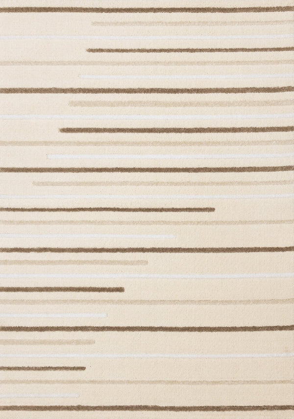 HomeRoots 5' Cream and Brown Striped Area Rug - Cozy, Stylish, and Durable for Modern Homes with Kids & Pets 8' X 11' 660011