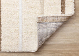 HomeRoots 5' Cream and Brown Striped Area Rug - Cozy, Stylish, and Durable for Modern Homes with Kids & Pets 8' X 11' 660011