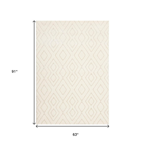 HomeRoots 5' Cream Area Rug - Luxurious Softness, Durable & Stain-Resistant for Elegant Home Décor & Comfort 5' X 8' 660012