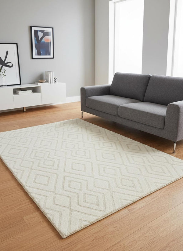 HomeRoots 5' Cream Area Rug - Luxurious Softness, Durable & Stain-Resistant for Elegant Home Décor & Comfort 5' X 8' 660012