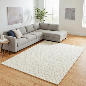 HomeRoots 5' Cream Area Rug - Luxurious Softness, Durable & Stain-Resistant for Elegant Home Décor & Comfort 7' X 10' 660013