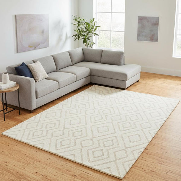HomeRoots 5' Cream Area Rug - Luxurious Softness, Durable & Stain-Resistant for Elegant Home Décor & Comfort 7' X 10' 660013