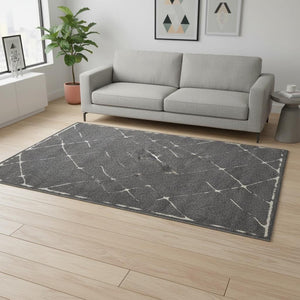 HomeRoots 5' Soft White Area Rug - Durable, Stain-Resistant, Modern Design for Cozy Living Spaces and Homes 5' X 8' 660017