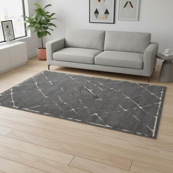 HomeRoots 5' Soft White Area Rug - Durable, Stain-Resistant, Modern Design for Cozy Living Spaces and Homes 5' X 8' 660017