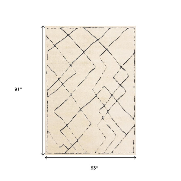 HomeRoots 5' Cream Area Rug - Soft, Durable and Stylish Designer Floor Covering for Modern Living Spaces 5' X 8' 660019