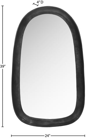 Meridian Furniture Auberge Antique Aluminum Rectangular Wall Mirror Slim Frame for Entryway or Bedroom Accent Black Style A 66001Black-M