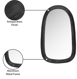 Meridian Furniture Auberge Antique Aluminum Rectangular Wall Mirror Slim Frame for Entryway or Bedroom Accent Black Style A 66001Black-M