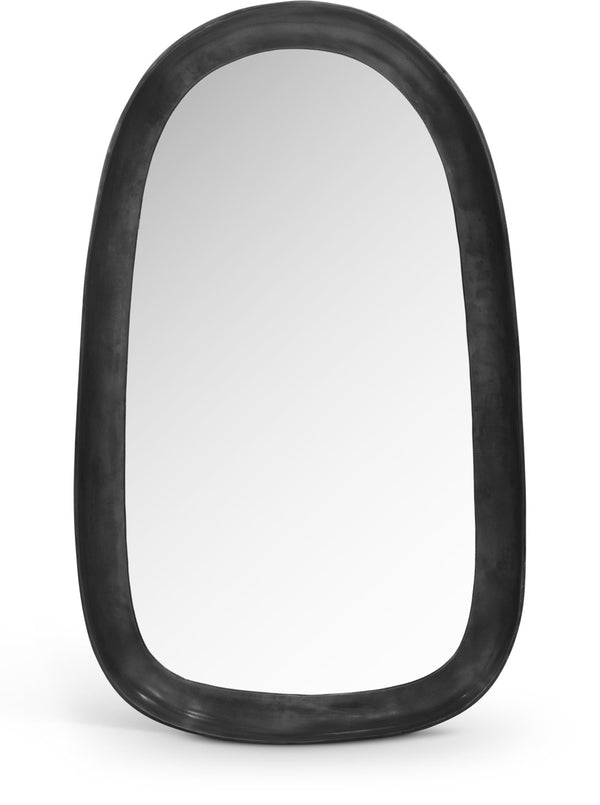 Meridian Furniture Auberge Antique Aluminum Rectangular Wall Mirror Slim Frame for Entryway or Bedroom Accent Black Style A 66001Black-M