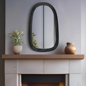 Meridian Furniture Auberge Antique Aluminum Rectangular Wall Mirror Slim Frame for Entryway or Bedroom Accent Black Style A 66001Black-M