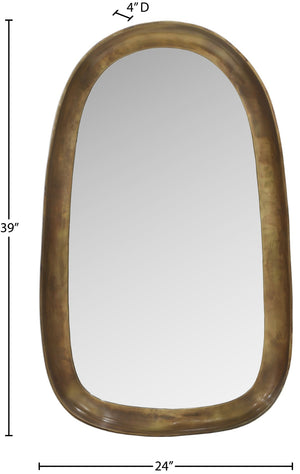 Meridian Furniture Auberge Antique Aluminum Rectangular Wall Mirror Slim Frame for Entryway or Bedroom Accent Brass Style A 66001Brass-M