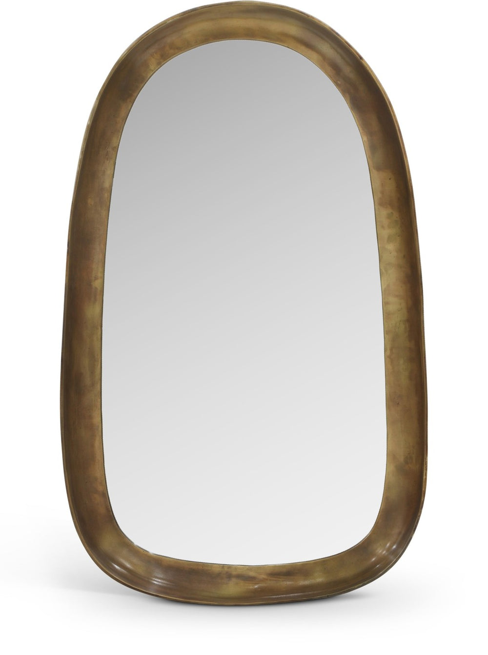 Meridian Furniture Auberge Antique Aluminum Rectangular Wall Mirror Slim Frame for Entryway or Bedroom Accent Brass Style A 66001Brass-M